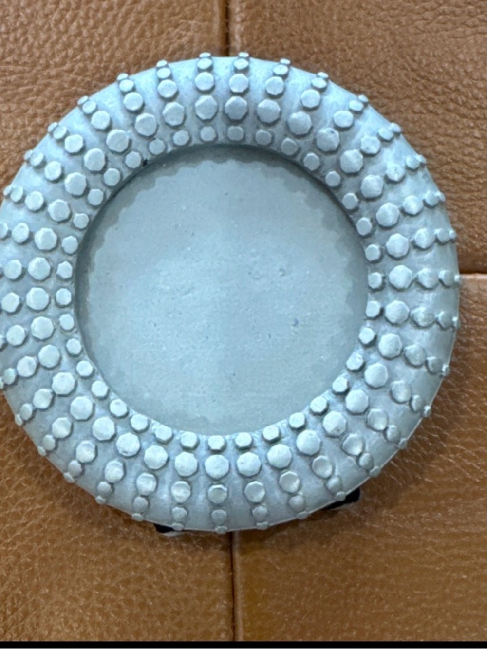 Small Silver Metal Picture Frame 2x2 Textured Dot Sunburst Coastal Decor